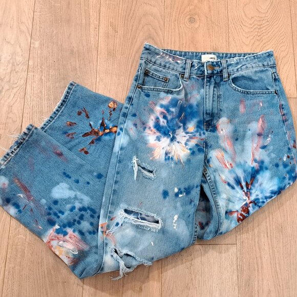 CUSTOM hand dyed and painted jeans - Picture 3 of 6